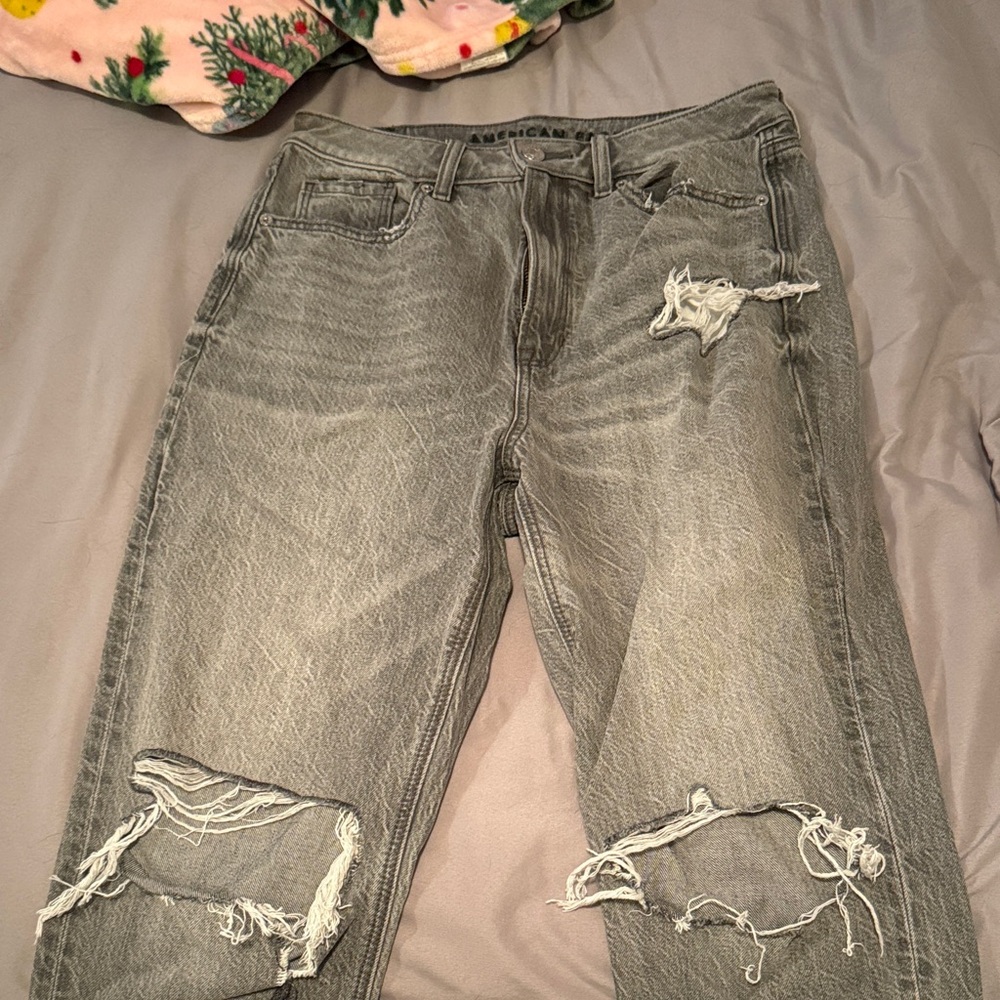 Distressed Gray Jeans